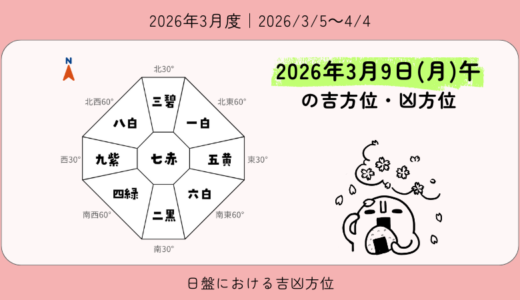 2026年3月9日(月)午の吉方位・凶方位